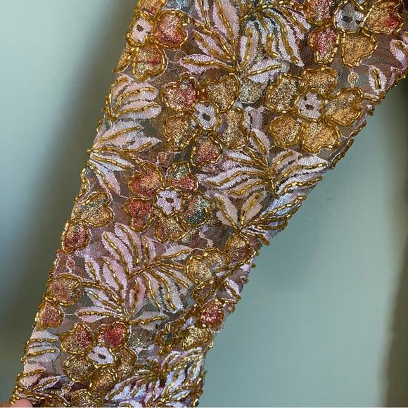 Rina Di Montella Floral Spring Shimmer Beaded Shift Dress Size 16 - Picture 4 of 14